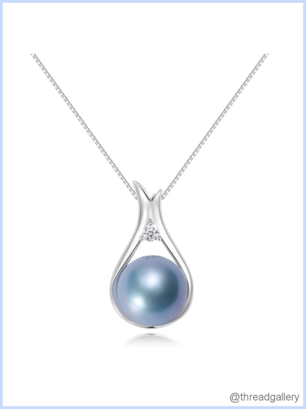 Akoya Pearl Pendant Necklace, 925 Sterling Silver Box Chain, Adjustable